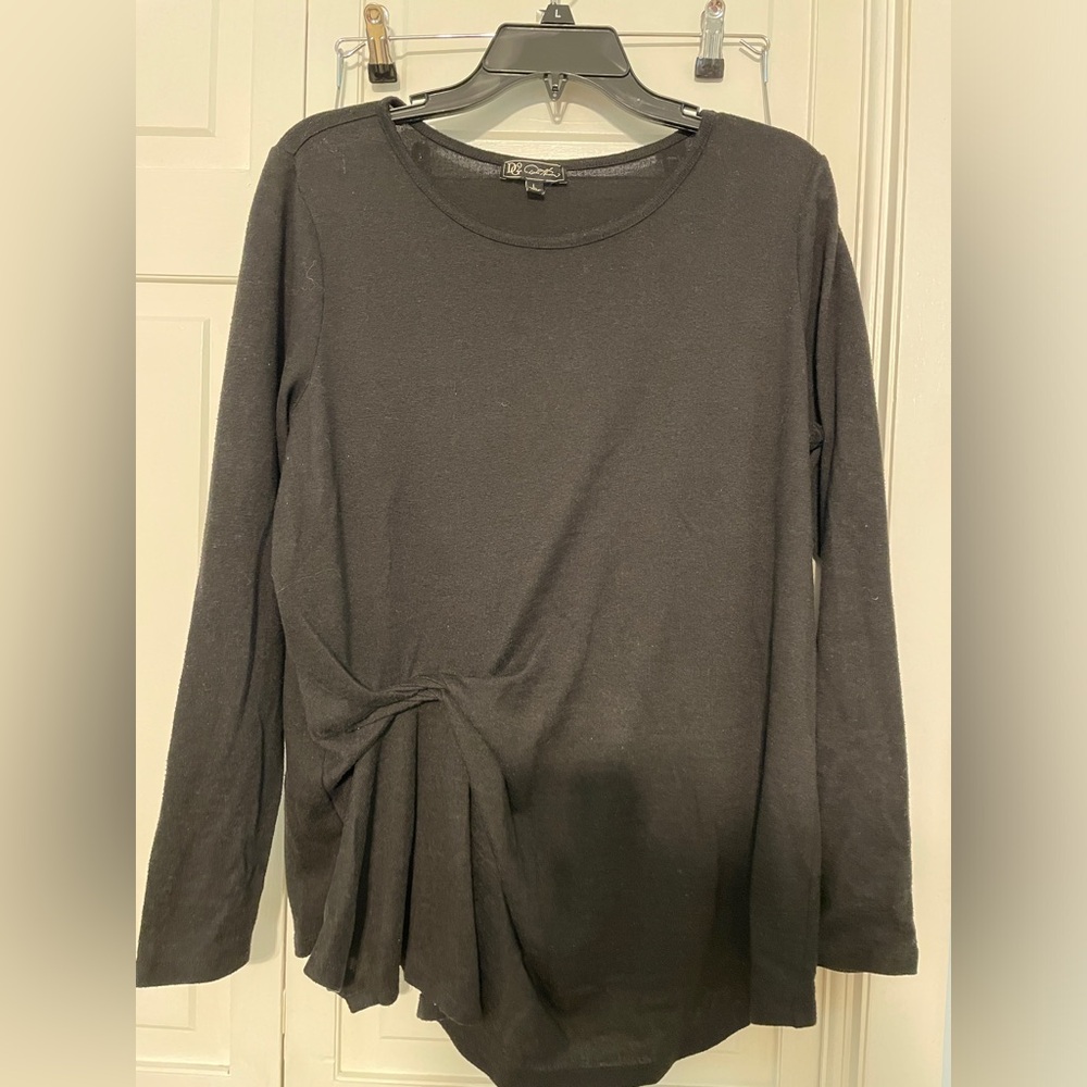 DG2 By Diane Gilman Women's Asymmetric Draped Knit Top Lg